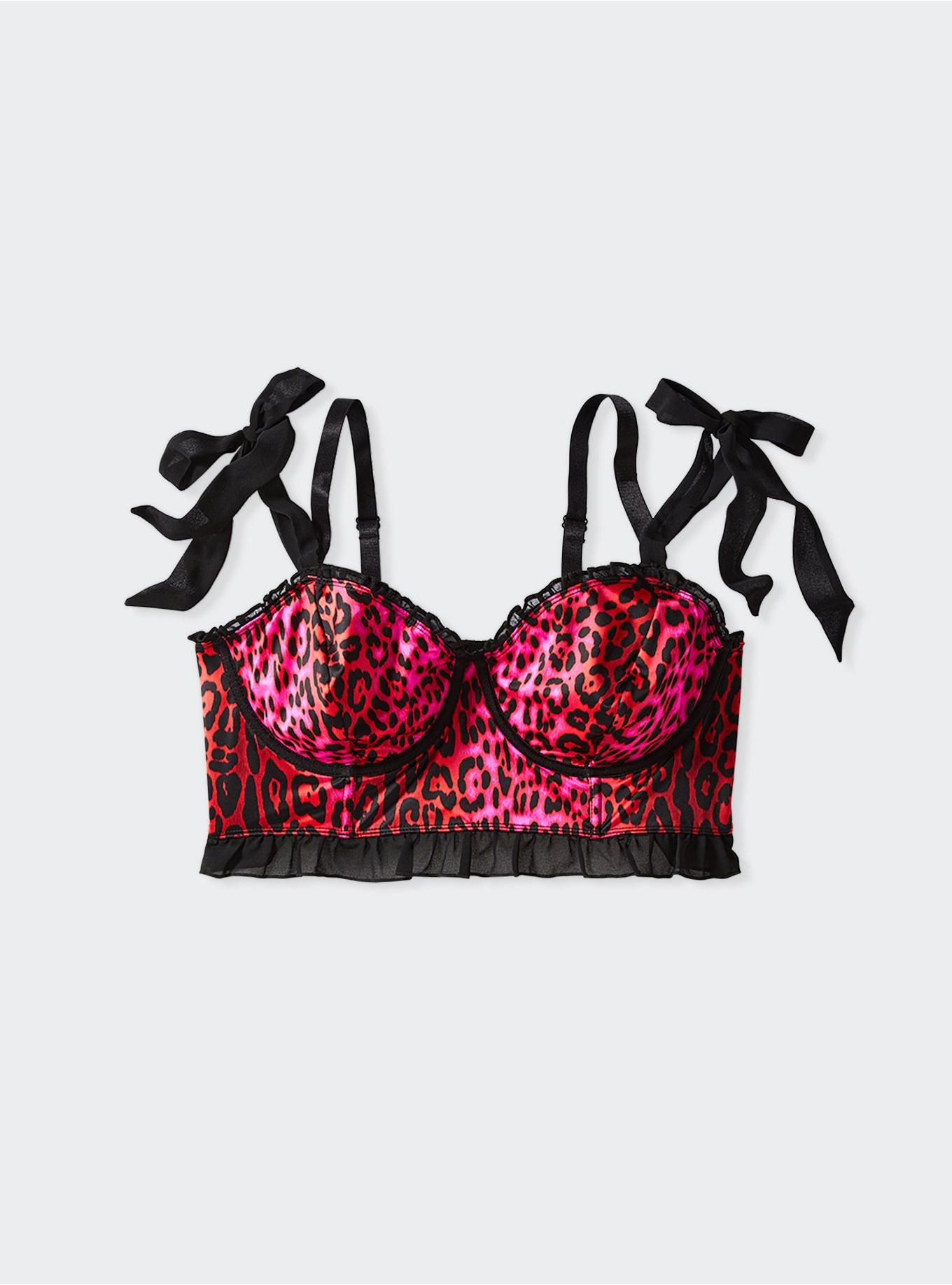 Plus Size - Betsey Johnson Hot Pink Leopard Satin Underwire Bralette -  Torrid