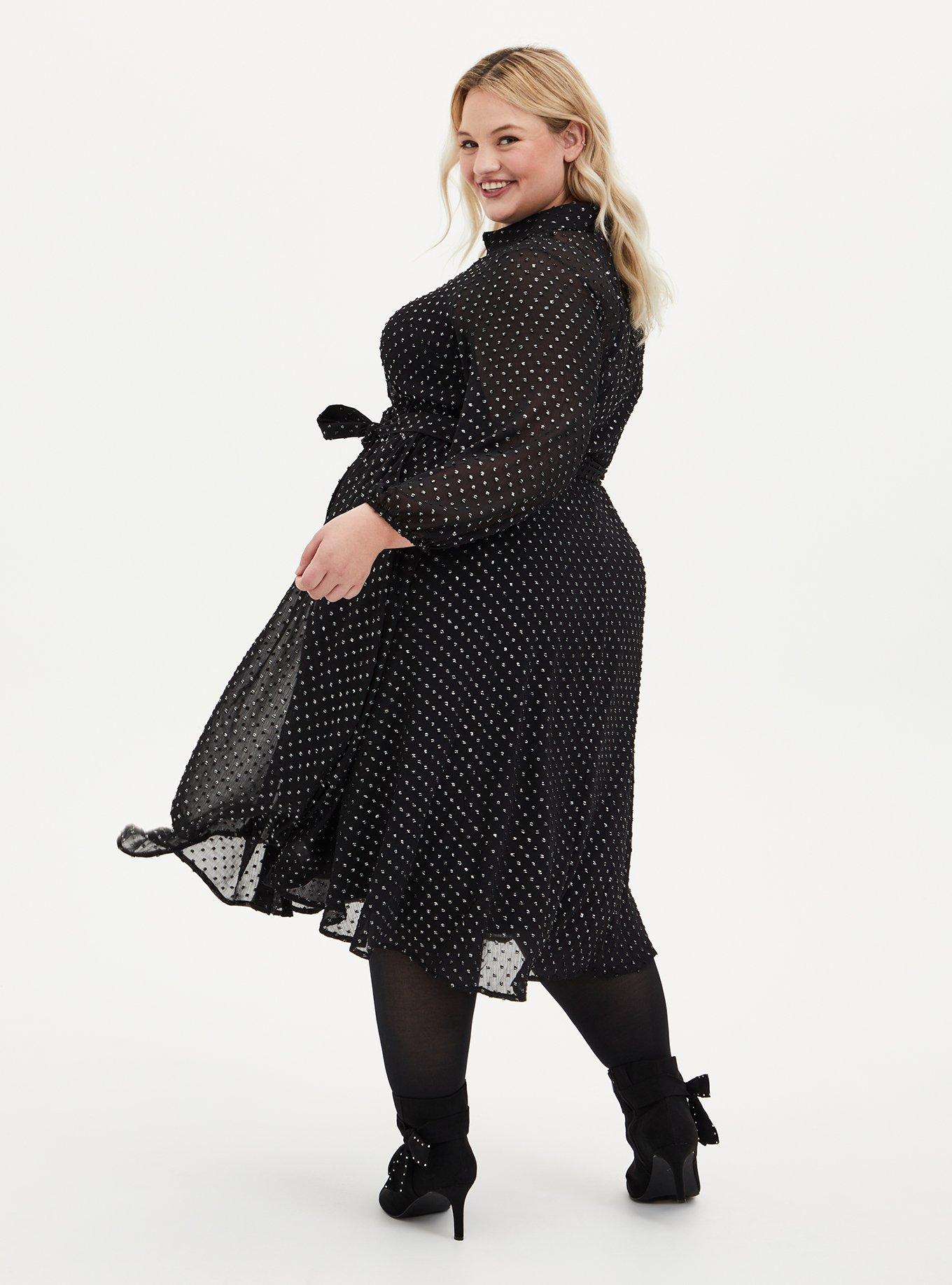Torrid black polka dot dress sales