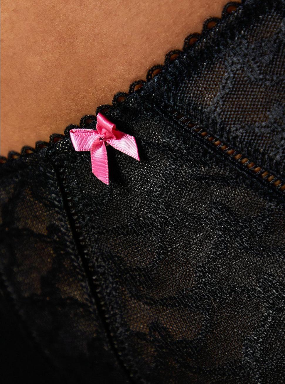 Plus Size - Betsey Johnson Black Bow lace Lace-Up Back High Waist Panty ...