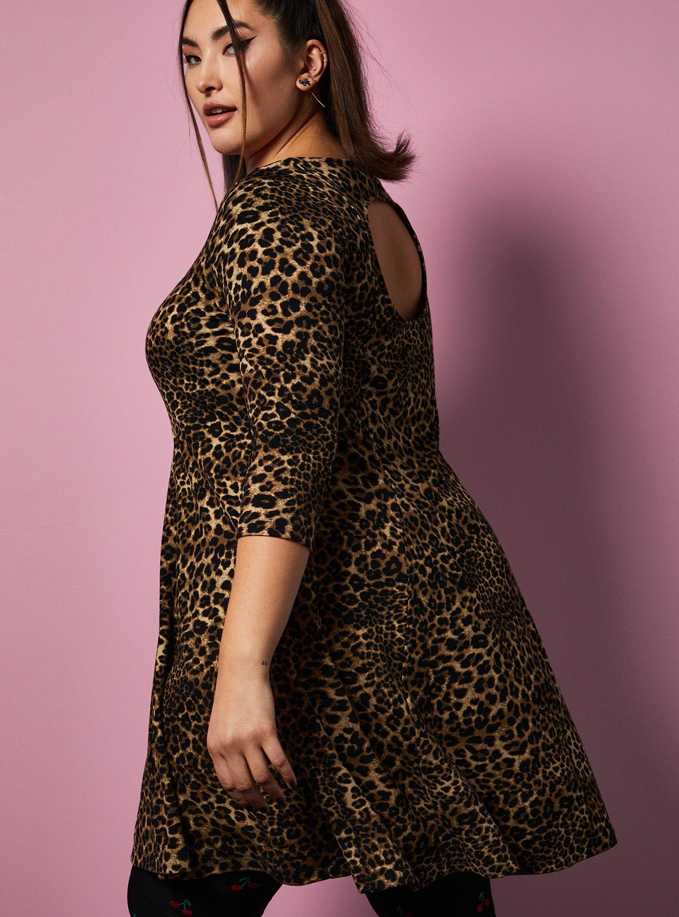 Plus Size Betsey Johnson Leopard Ponte Skater Dress With Back