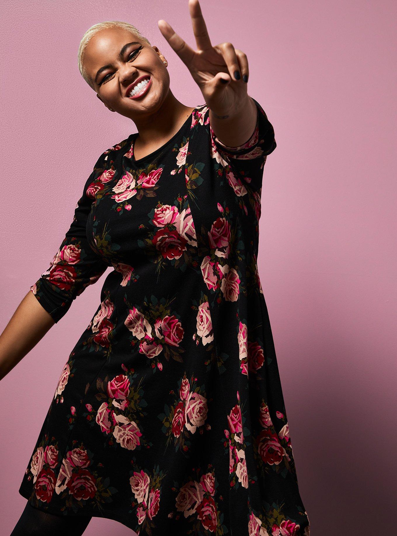 Betsey johnson black floral dress sale