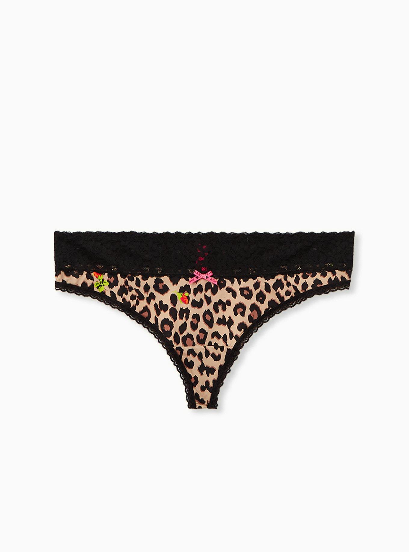 Betsey Johnson Leopard Floral Second Skin Thong Panty , LEOPARD ROSE BUD, hi-res