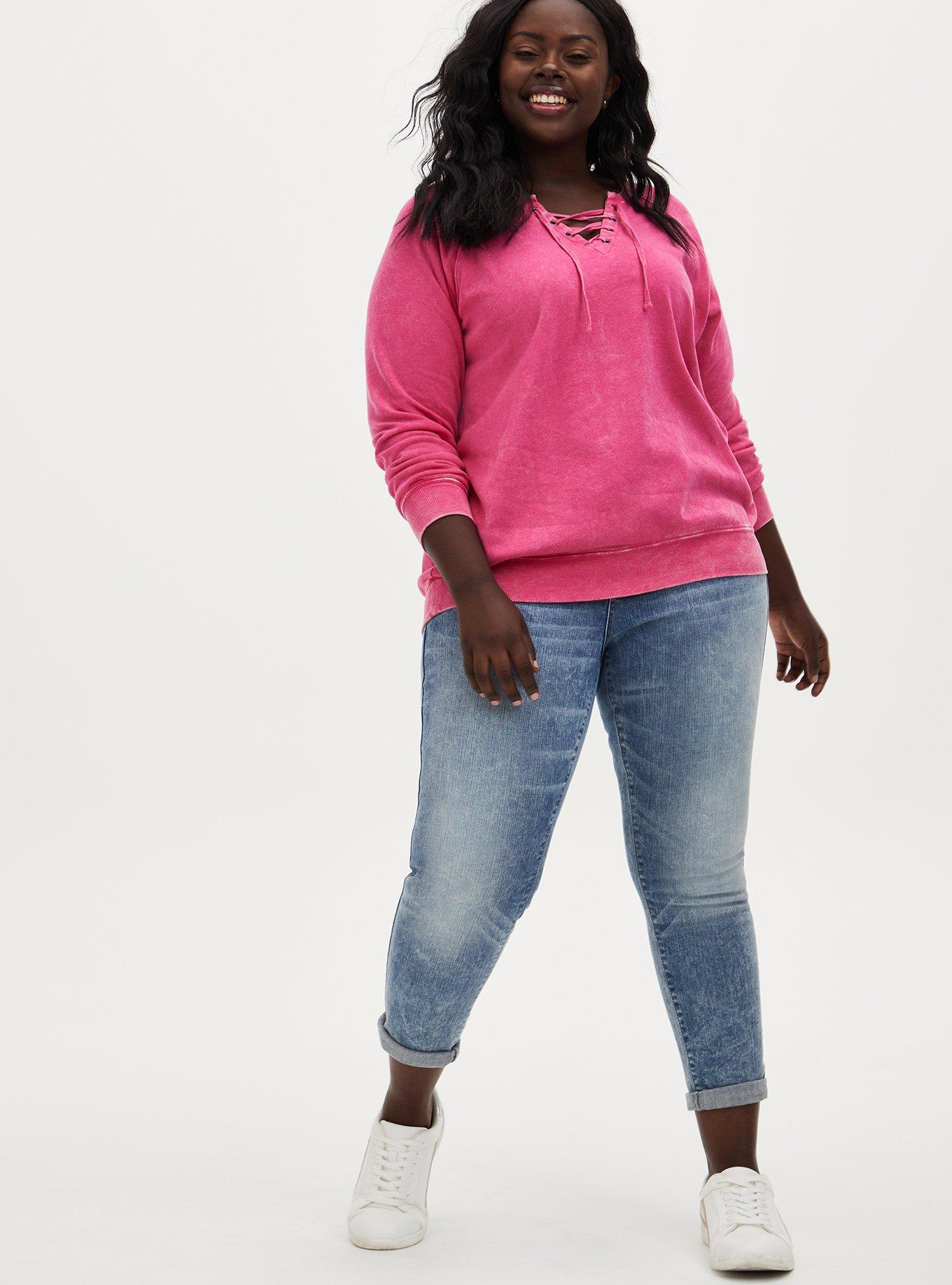 Plus Size - Knit Fleece Lace-Up Sweatshirt - Torrid