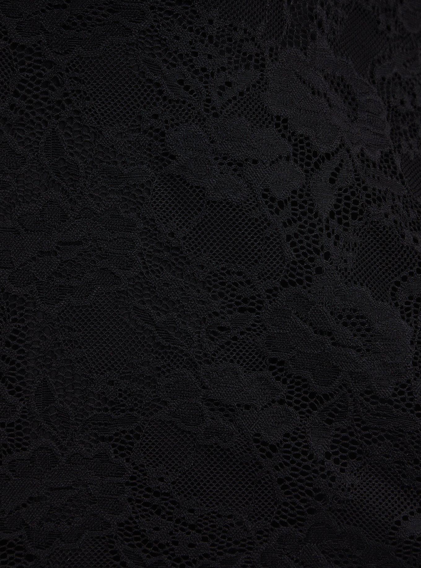 Black Lace Lattice Peplum Sleeveless Top, DEEP BLACK, alternate