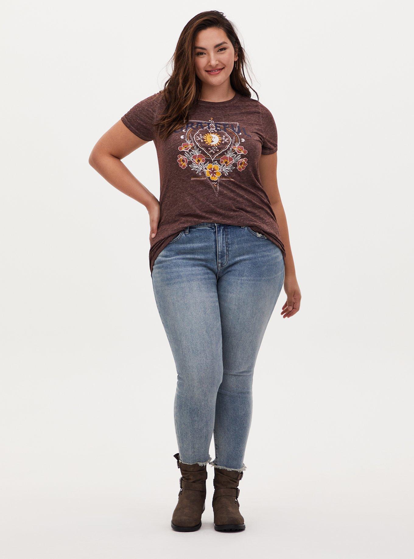 Plus Size Grateful Classic Fit Tee - Vintage Burnout Rust Brown, DEEP MAHOGANY, alternate