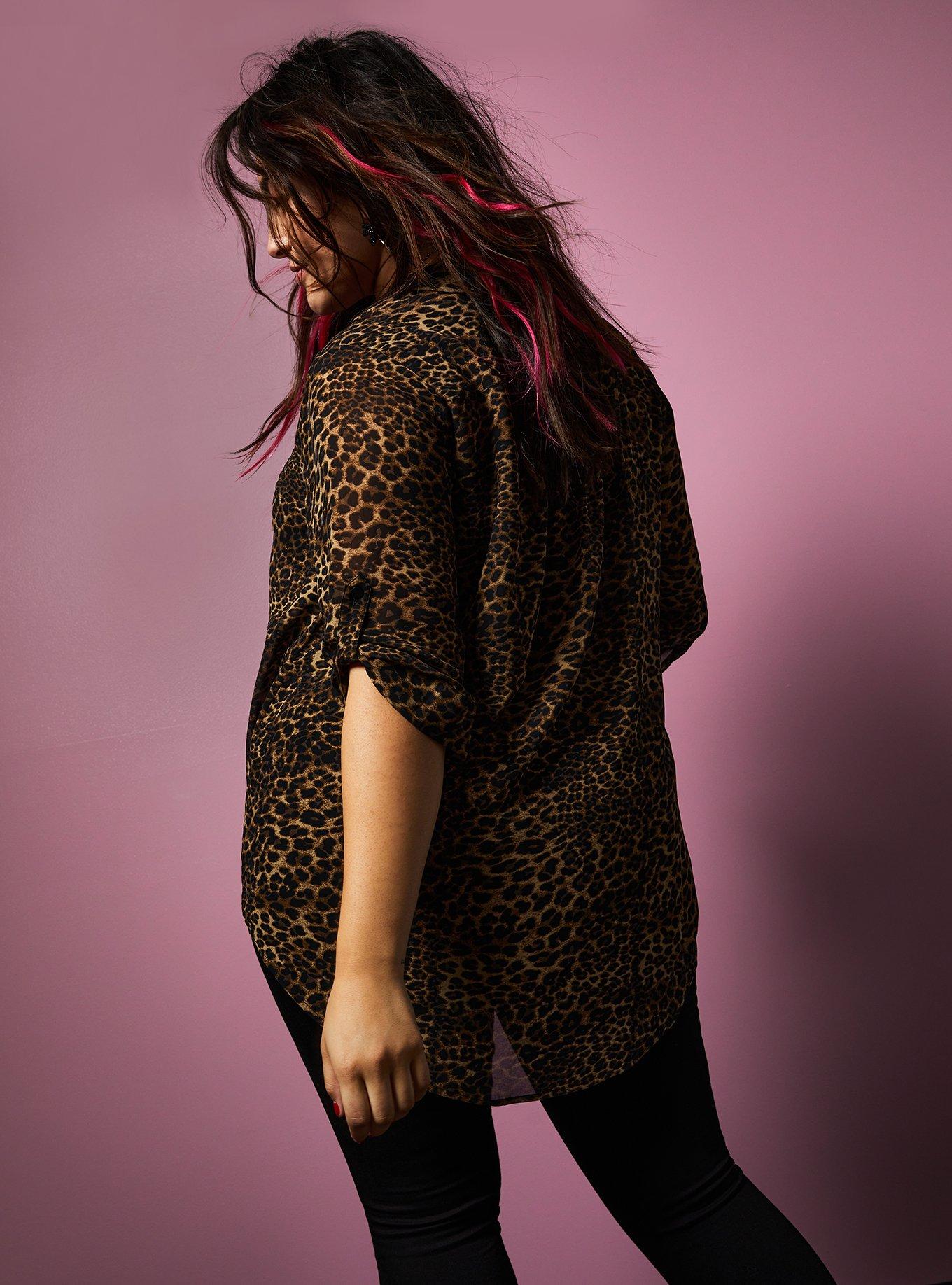 Betsey Johnson Leopard Sheer Chiffon Tunic, LEOPARD, alternate