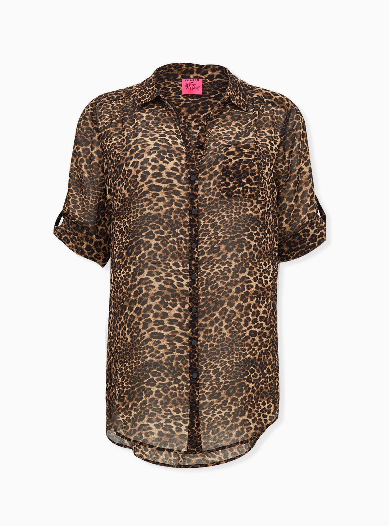 Betsey Johnson Leopard Sheer Chiffon Tunic, LEOPARD, hi-res