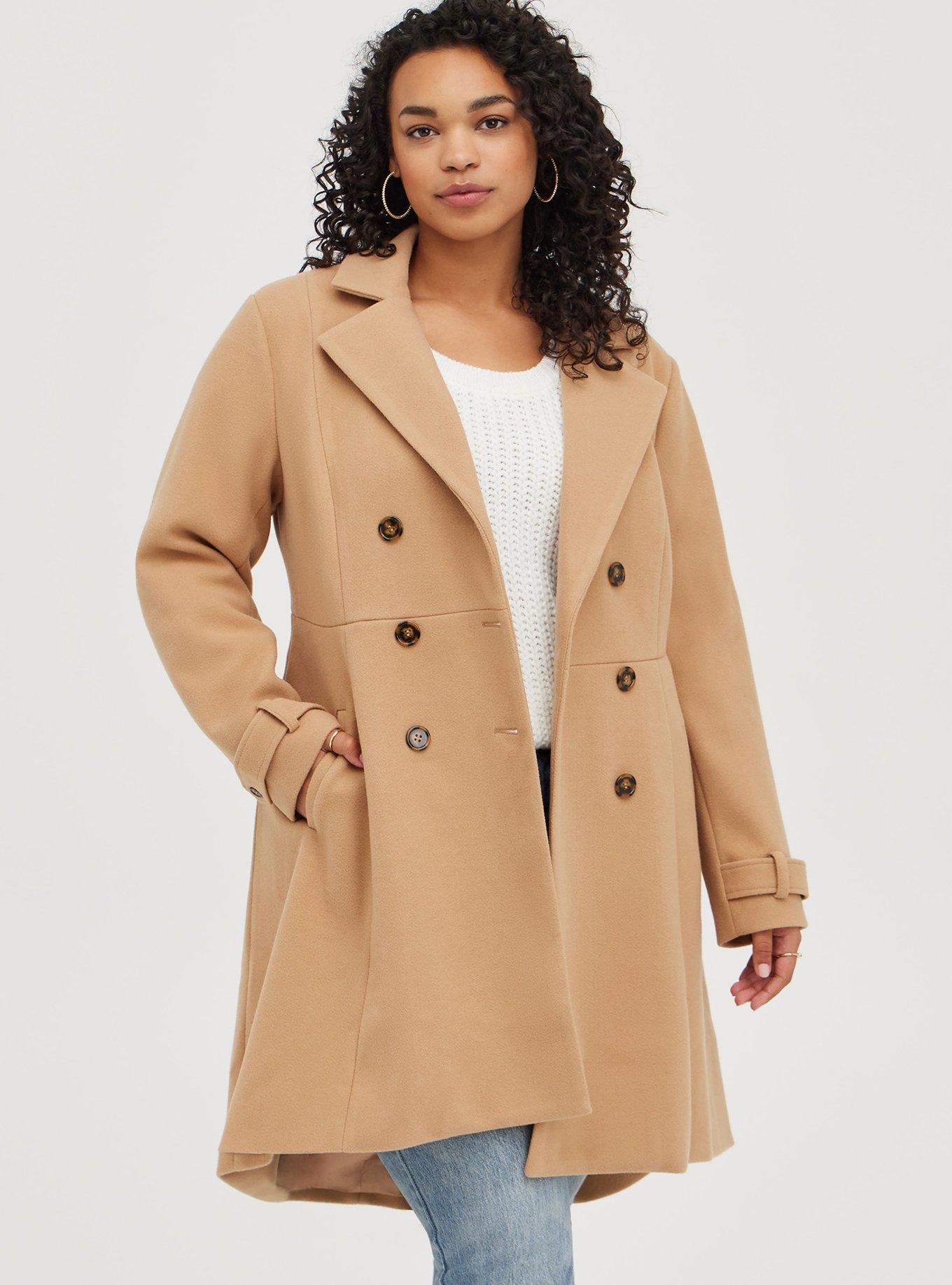 High low cheap wool coat