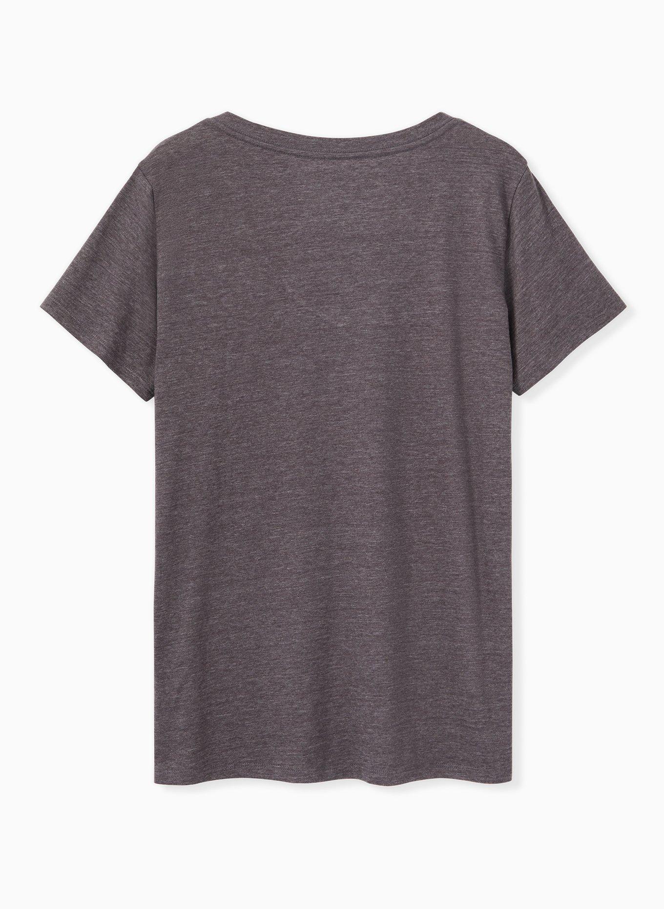 Plus Size Sun & Floral Slim Fit V-Neck Tee - Triblend Jersey Dark Slate Grey , NINE IRON, alternate