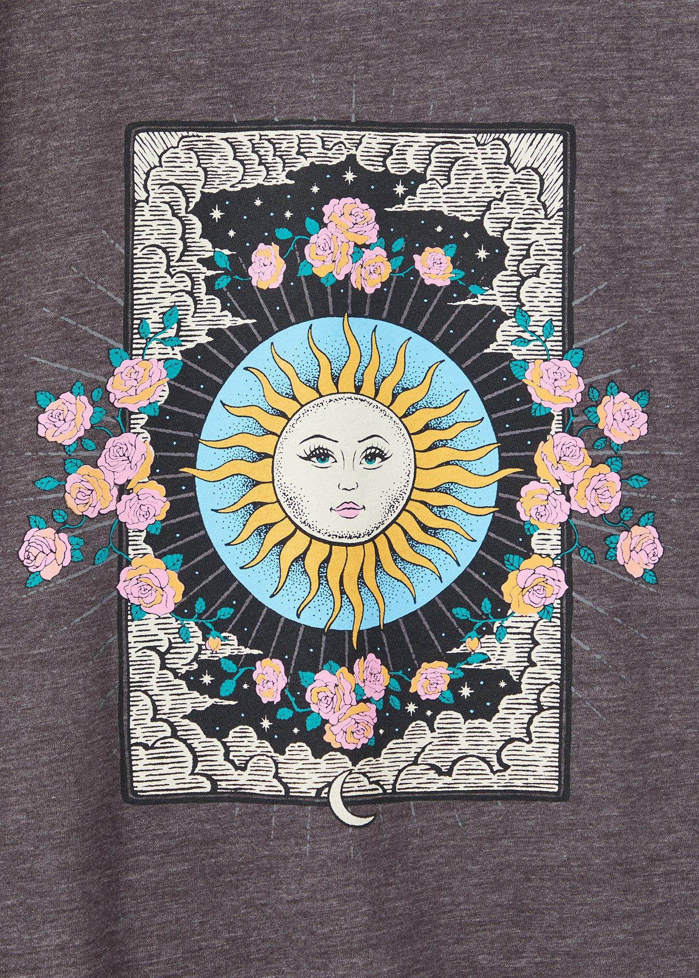 Plus Size Sun & Floral Slim Fit V-Neck Tee - Triblend Jersey Dark Slate Grey , NINE IRON, alternate