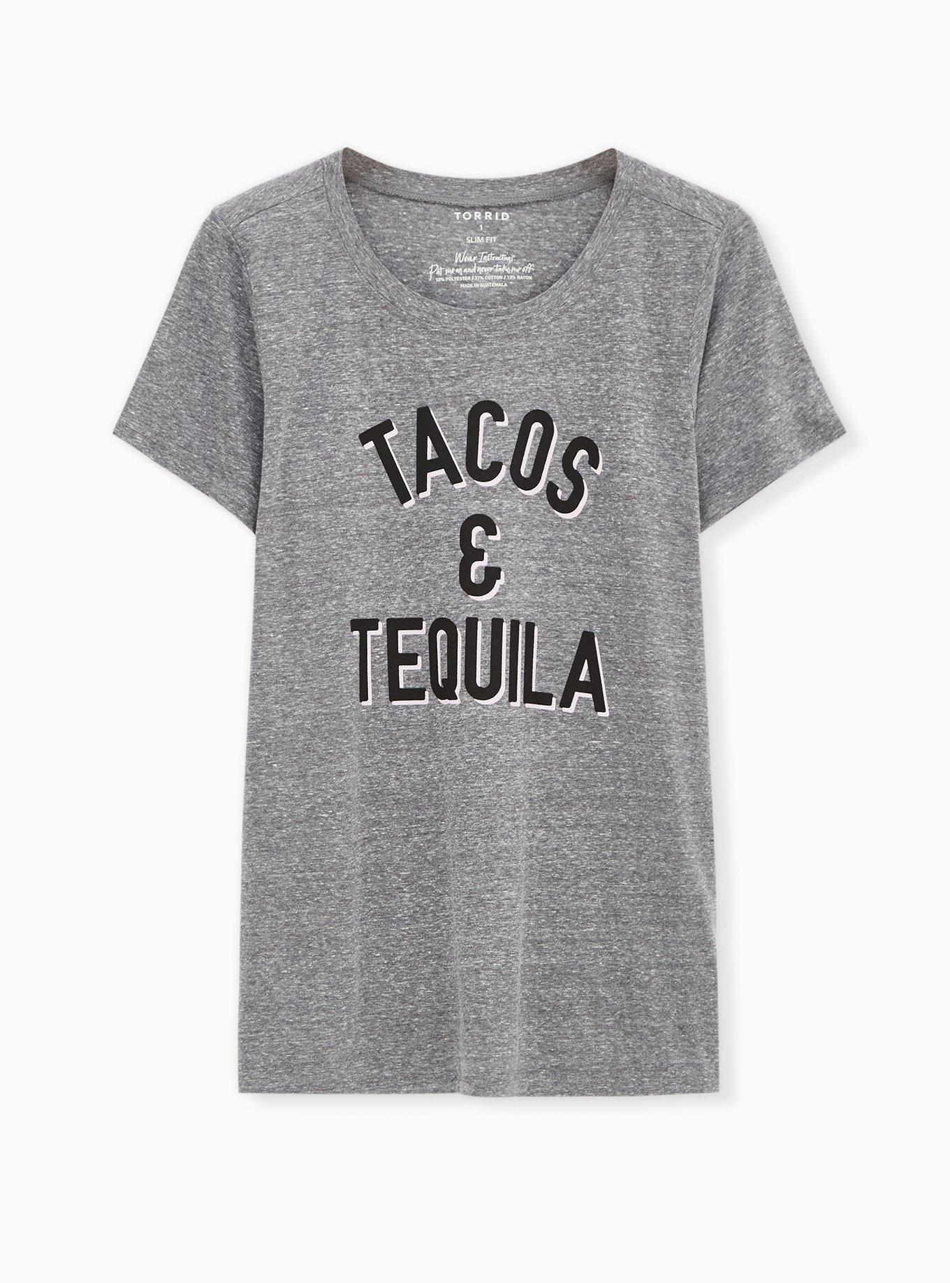 Plus Size Tacos & Tequila Slim Fit Crew Tee - Triblend Jersey Heather Grey, MEDIUM HEATHER GREY, hi-res