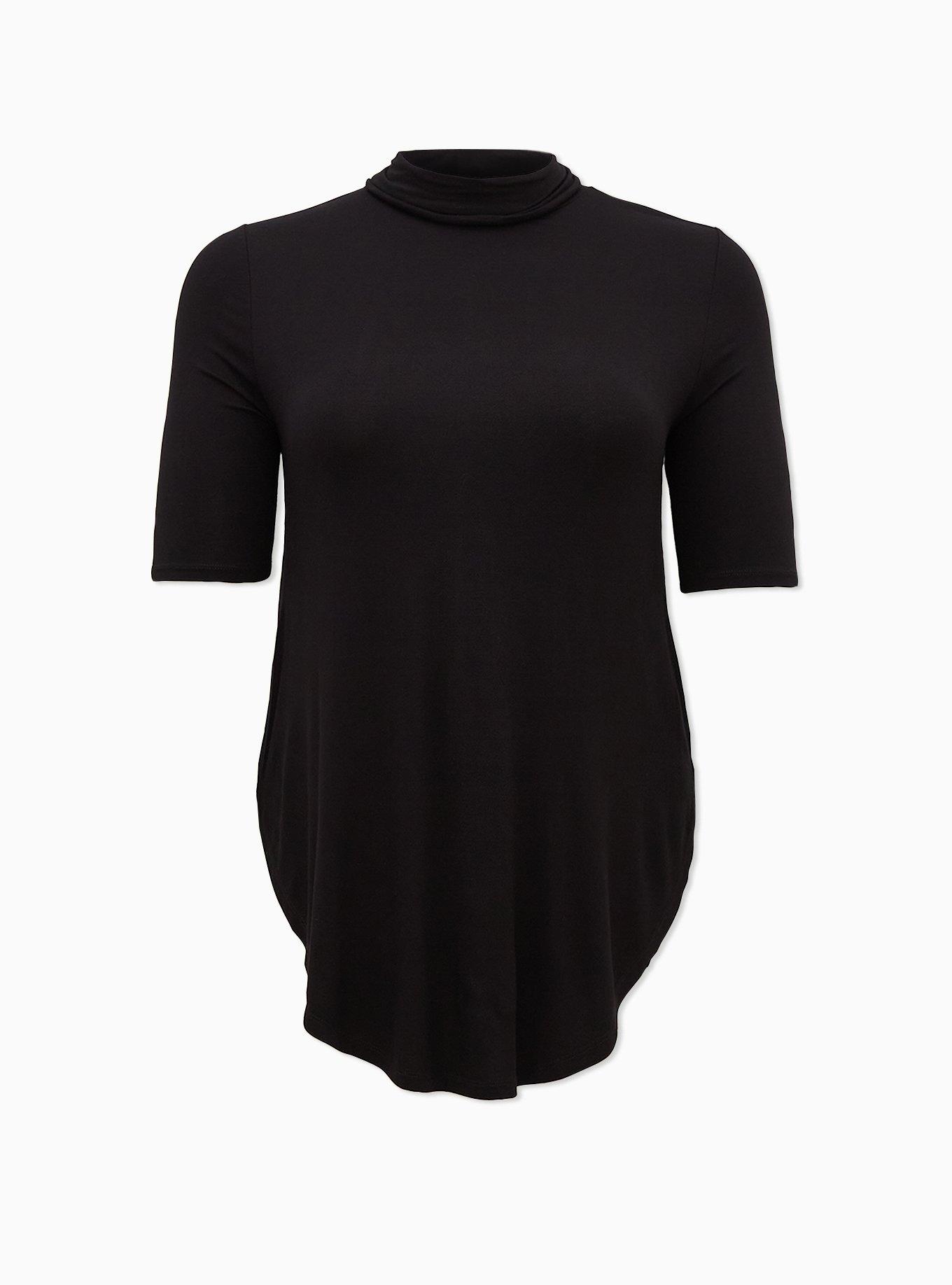 Black turtleneck tunic top best sale