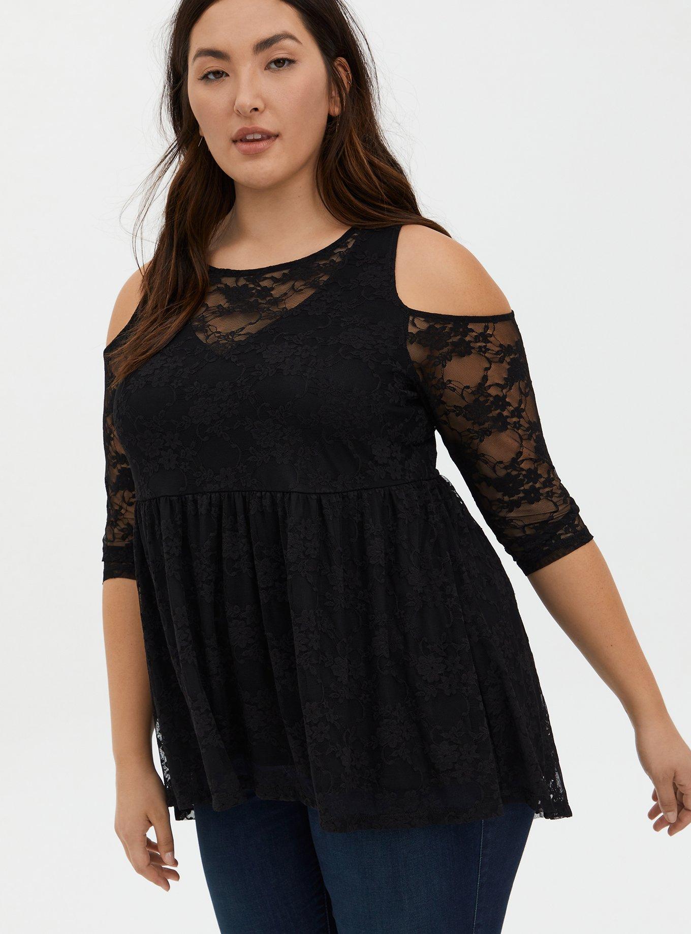 Black lace best sale cold shoulder top