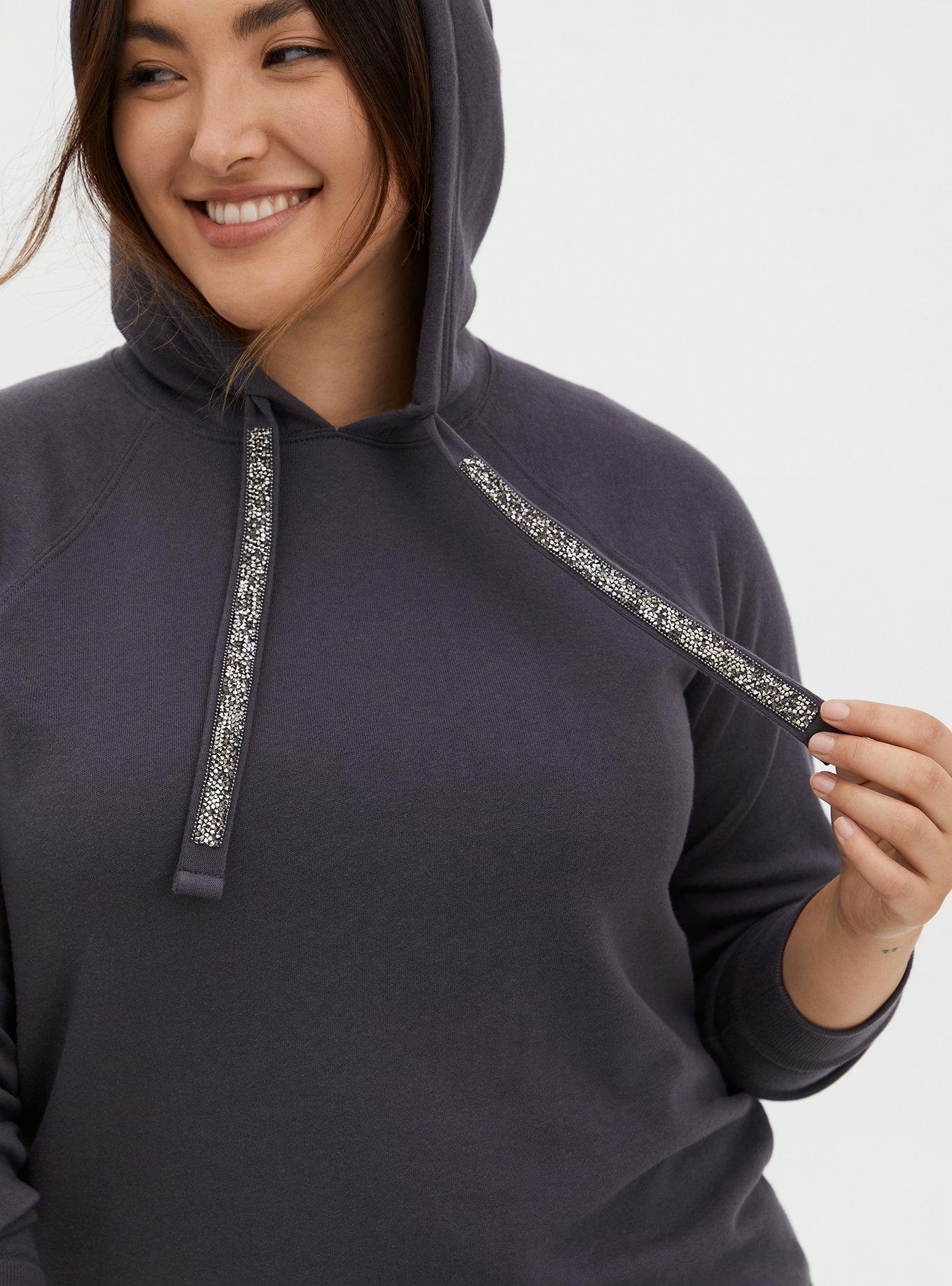 Plus Size Fleece Embellished Drawstring Hoodie Torrid