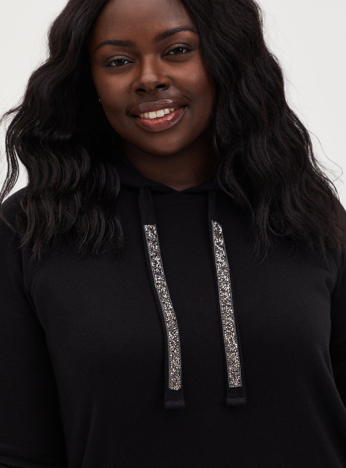 Embellished drawstring hoodie hotsell