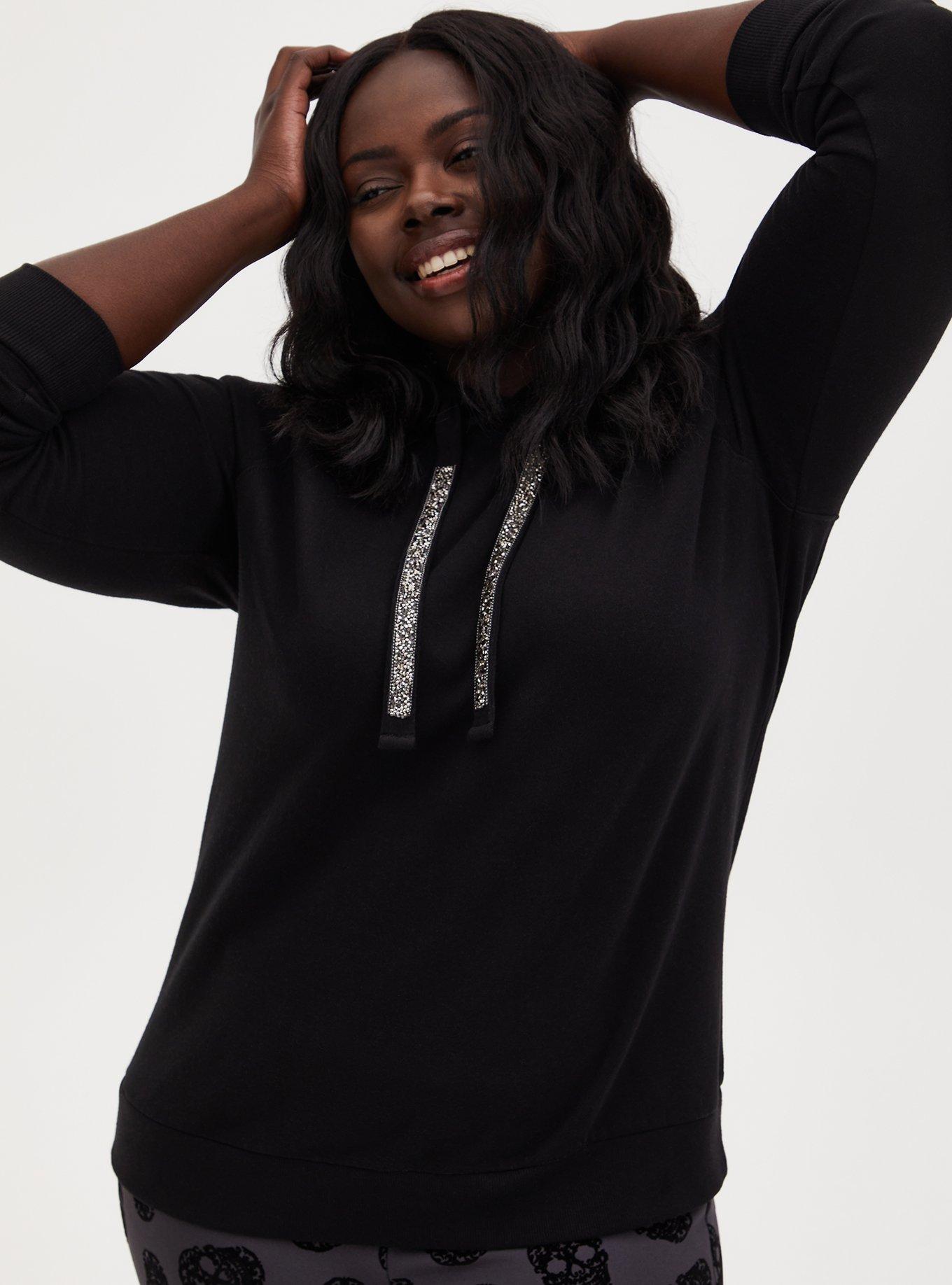 Plus Size Fleece Embellished Drawstring Hoodie Torrid