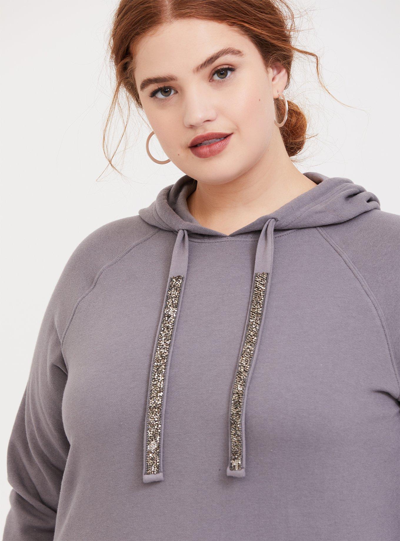 Hoodie with embellished outlet drawstring