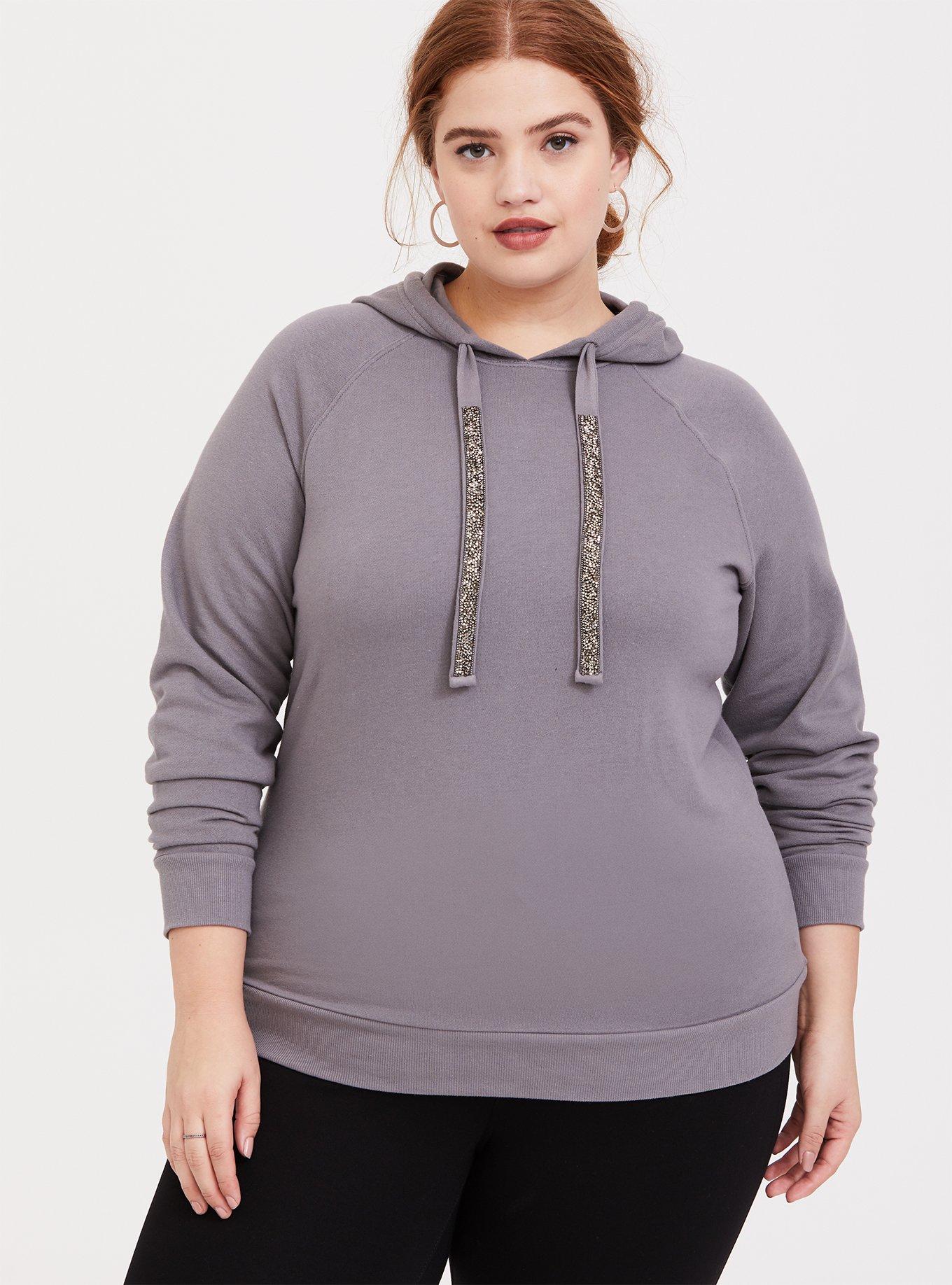 Hoodie with embellished outlet drawstring