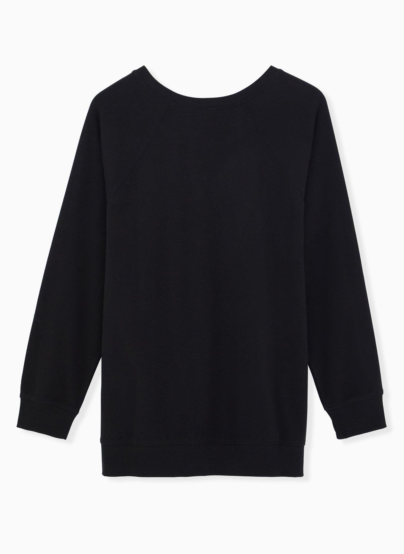 Plus Size - Black Fleece Embellished Santa Pug Holiday Sweatshirt - Torrid
