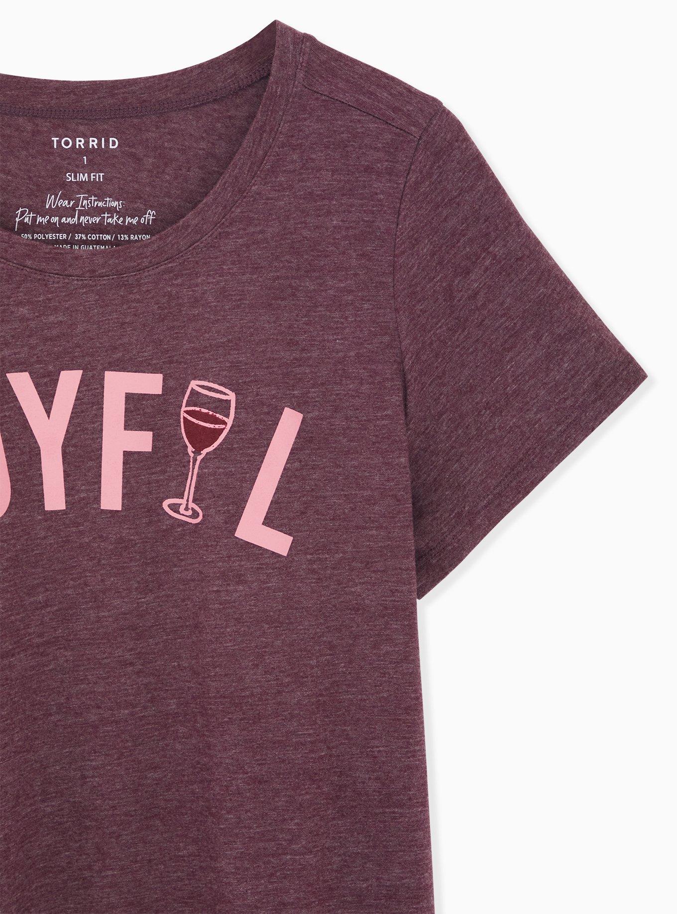 Plus Size Joyful Slim Fit Crew Tee - Burgundy Purple, WINETASTING, alternate