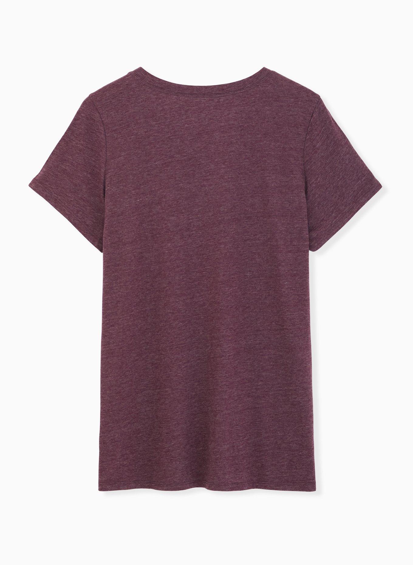 Plus Size Joyful Slim Fit Crew Tee - Burgundy Purple, WINETASTING, alternate