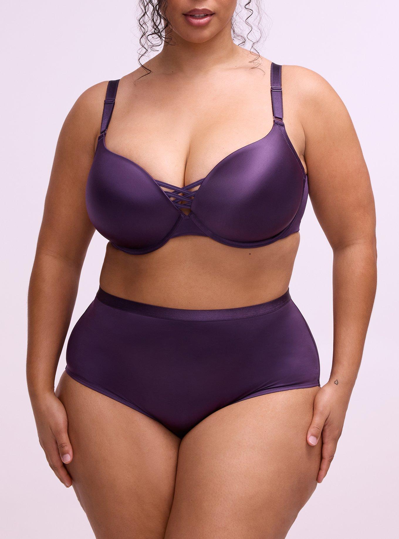 XO Plunge Push-Up Shine Bra, BLACKBERRY, alternate