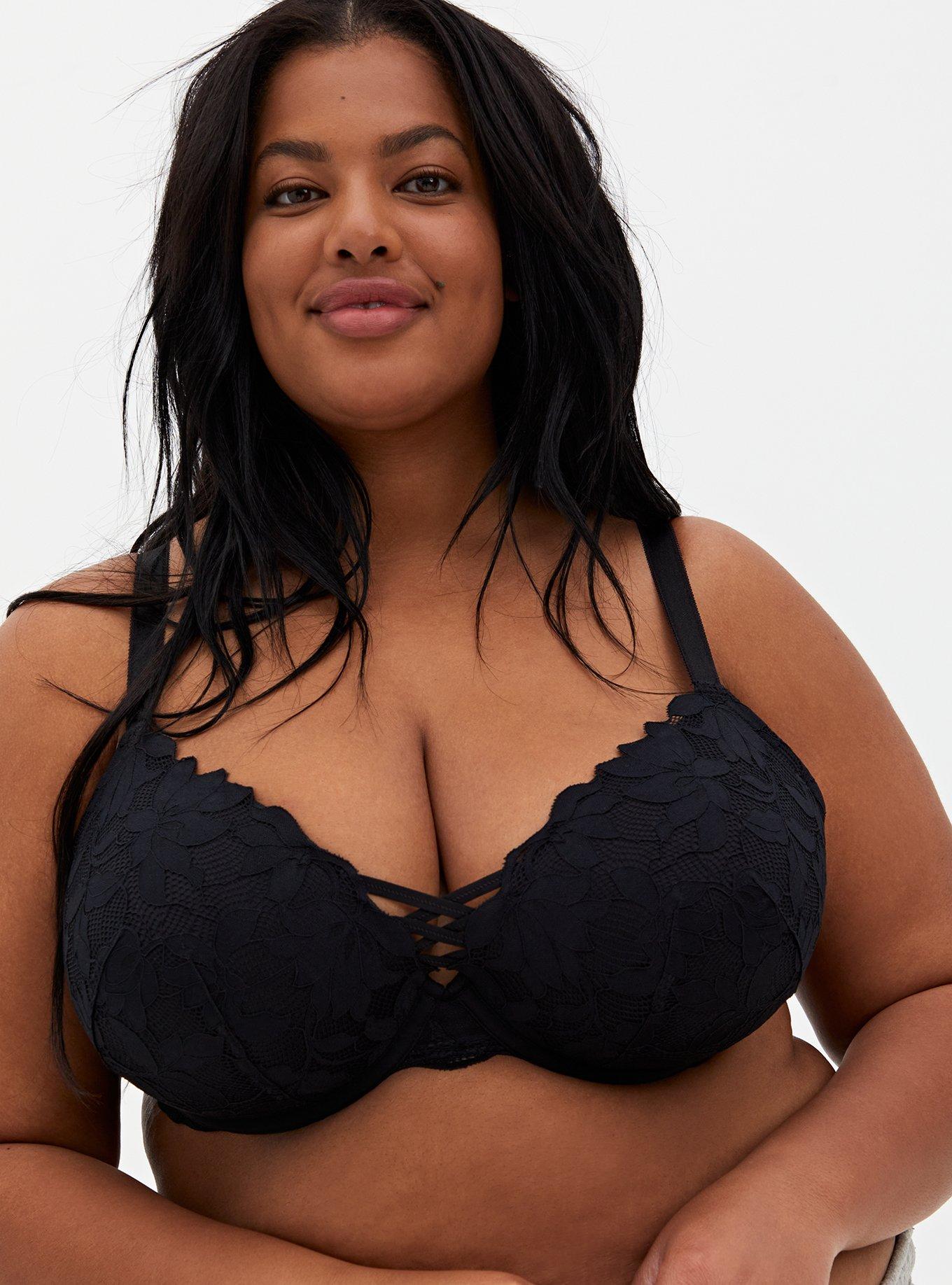 Plus Size Black Lace XO PushUp Plunge Bra Torrid
