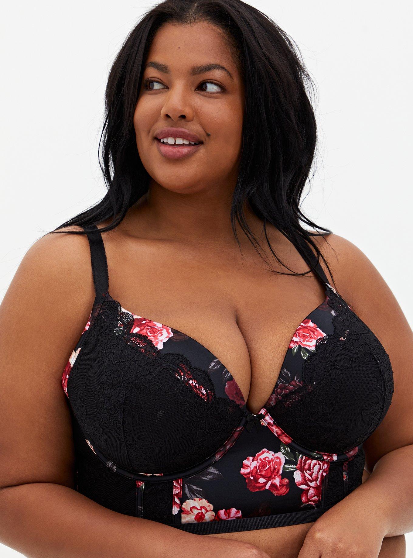 Torrid Hot Pink Lace Plunge Push Up Bra in 2023