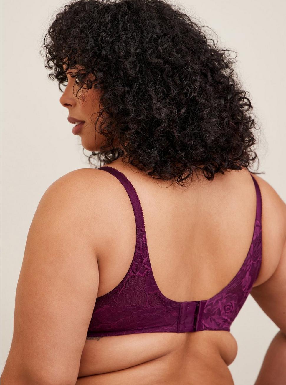 T-Shirt Push-Up Floral Lace 360° Back Smoothing® Bra, POTENT PURPLE, alternate
