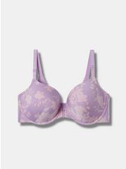 T-Shirt Lightly Lined Print Front Close 360° Back Smoothing® Bra, SILHOUETTE SHADOW FLORAL PURPLE, hi-res