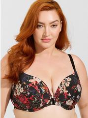 T-Shirt Lightly Lined Print Front Close 360° Back Smoothing® Bra, MOMENTO ALBUM RICH BLACK, hi-res