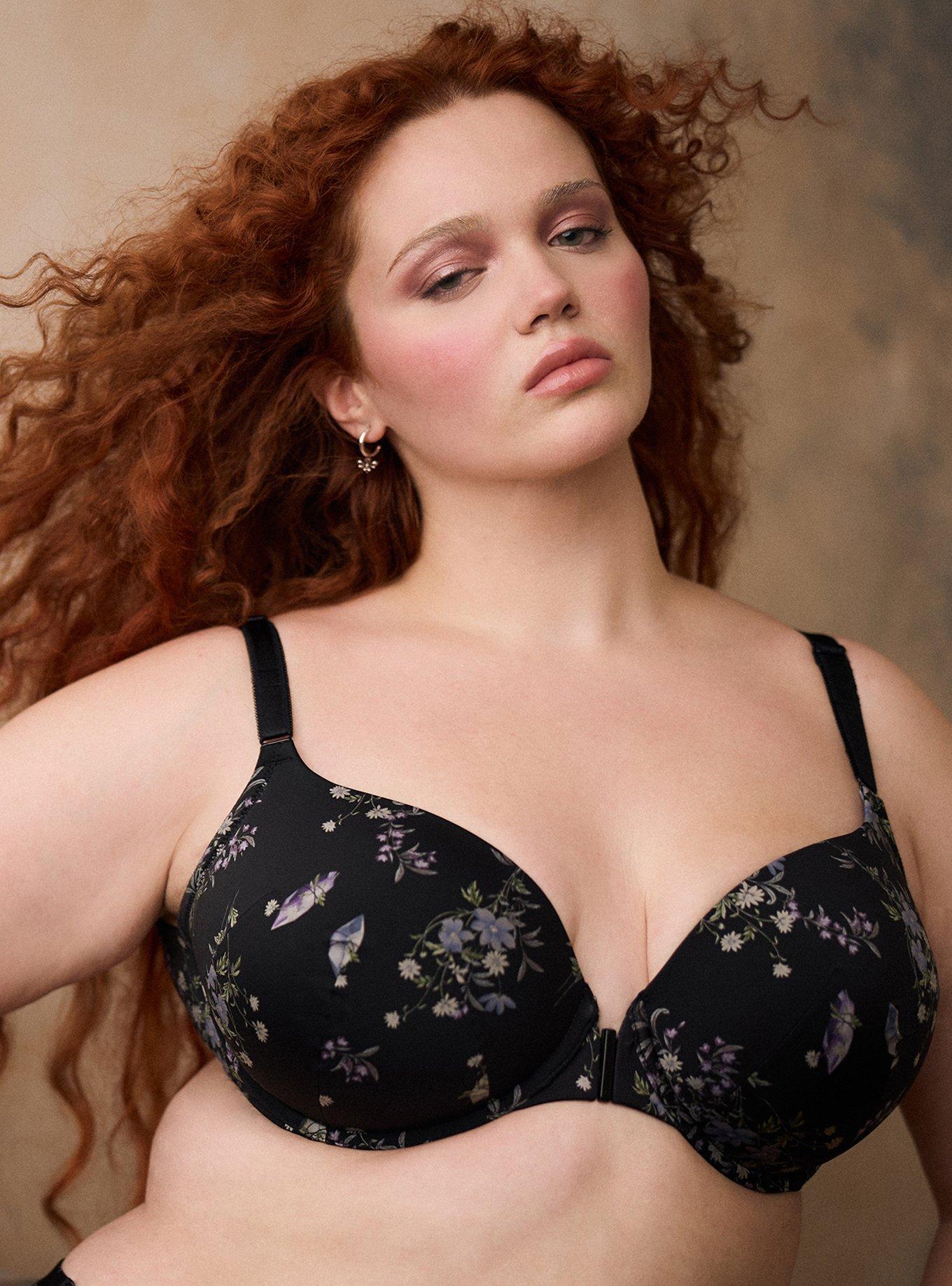 Perfect T-Shirt Front Close Bra, SMALL CRYSTAL GARDEN RICH BLACK, hi-res