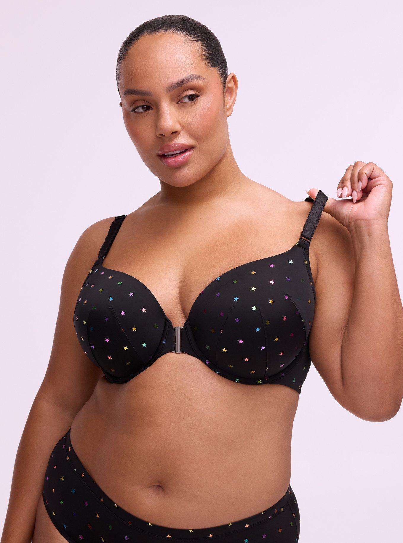 Perfect Coverage Lightly Lined Smooth Front-Close Bra, BRANDY STARS BLACK, hi-res
