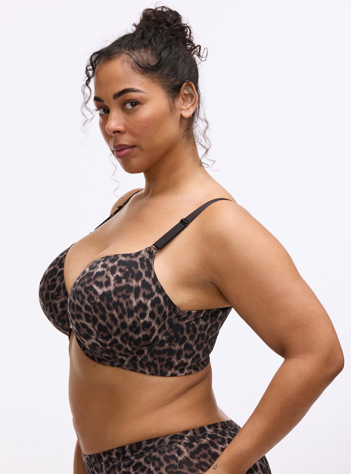 Plus Size Perfect Coverage Lightly Lined Smooth Front-Close Bra, ON THE PROWL LEOPARD BROWN, alternate