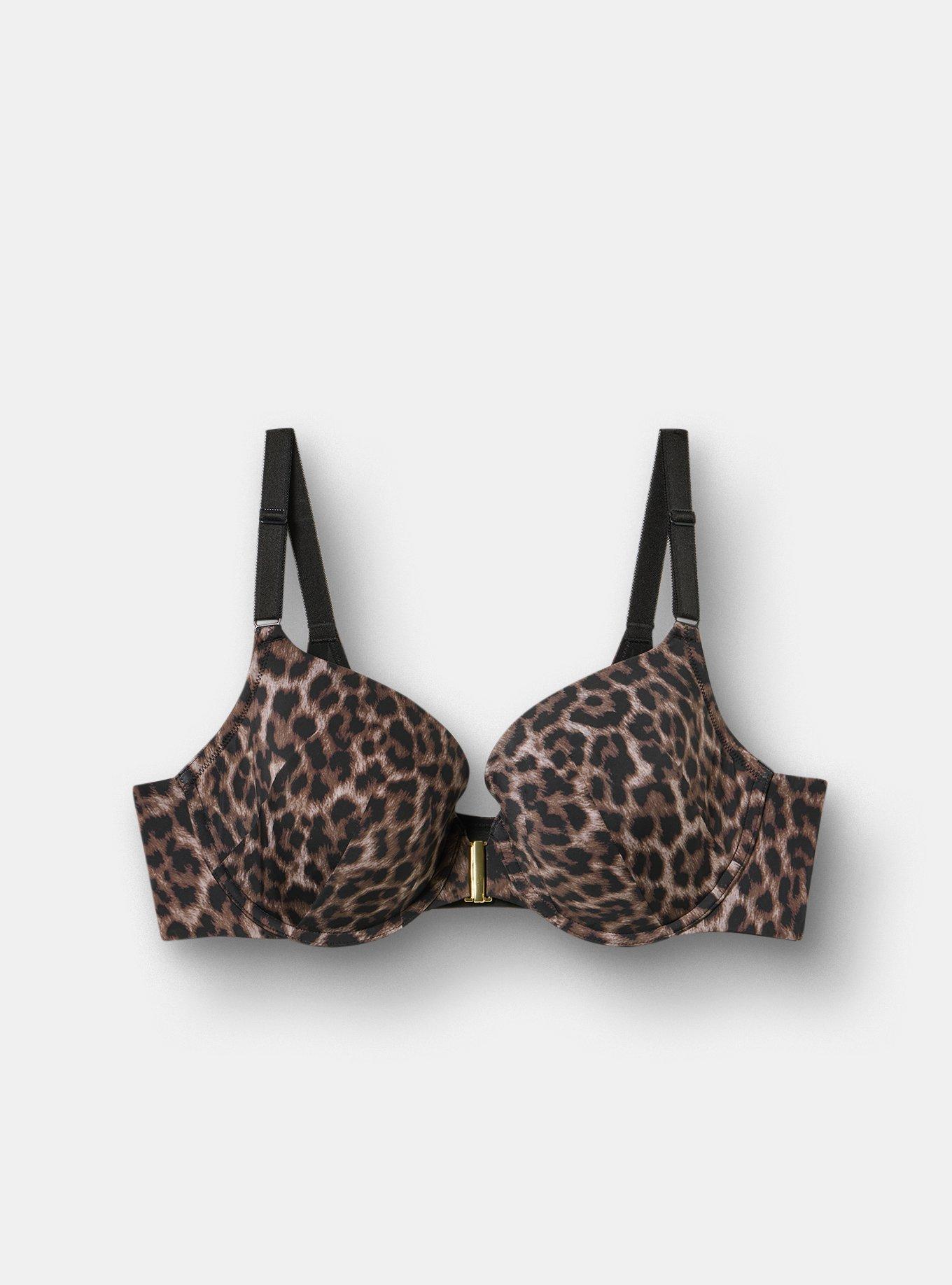 Plus Size Perfect Coverage Lightly Lined Smooth Front-Close Bra, ON THE PROWL LEOPARD BROWN, hi-res