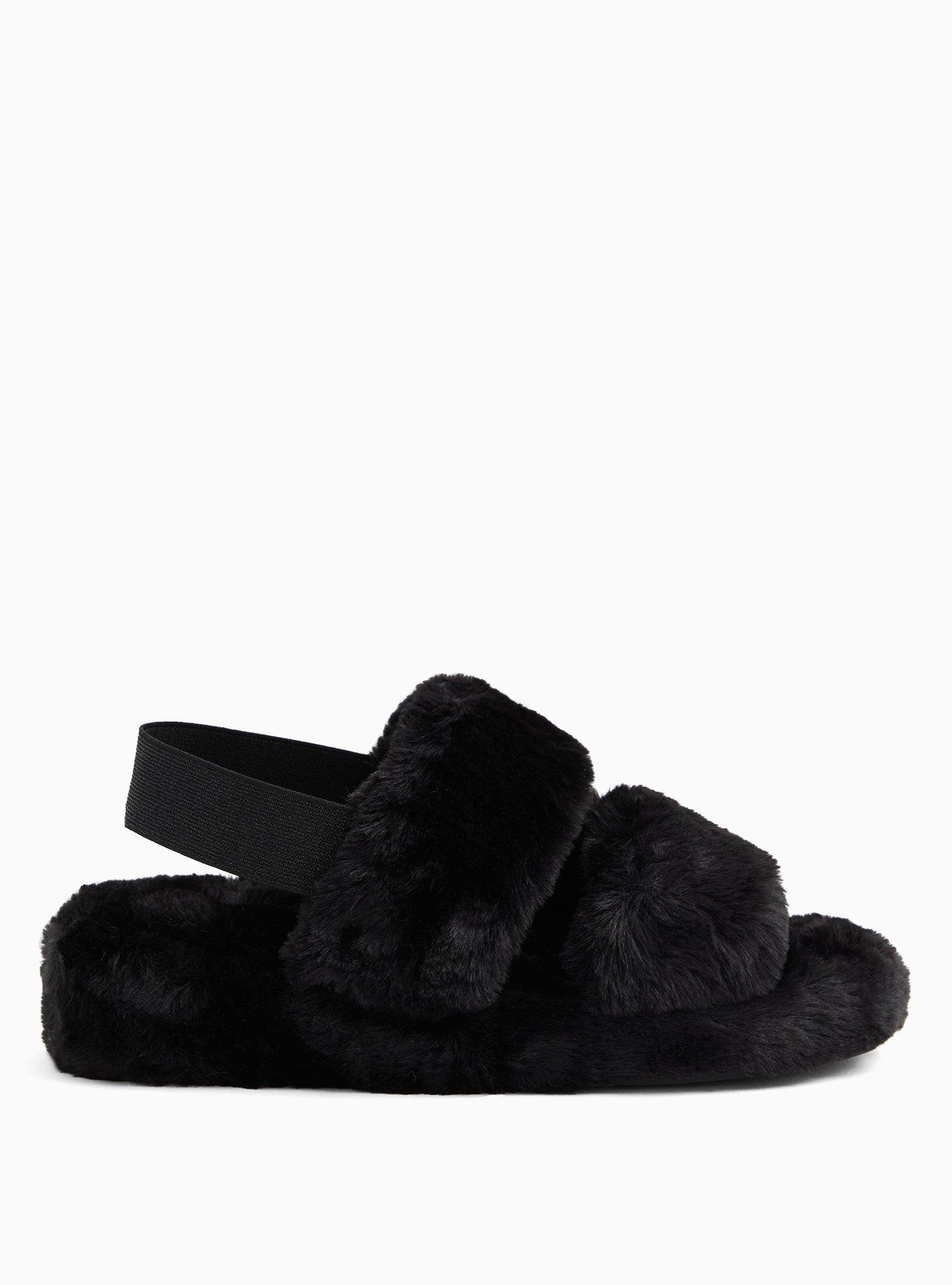 Plus Size - Faux Fur Dual Strap Slipper (WW) - Torrid