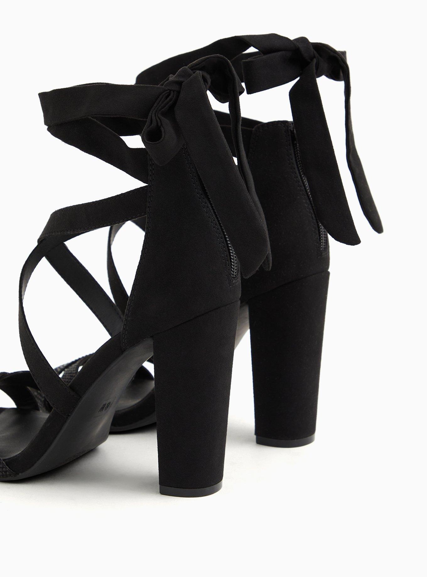 Rhinestone Ankle Wrap Tapered Heel (WW), BLACK, alternate