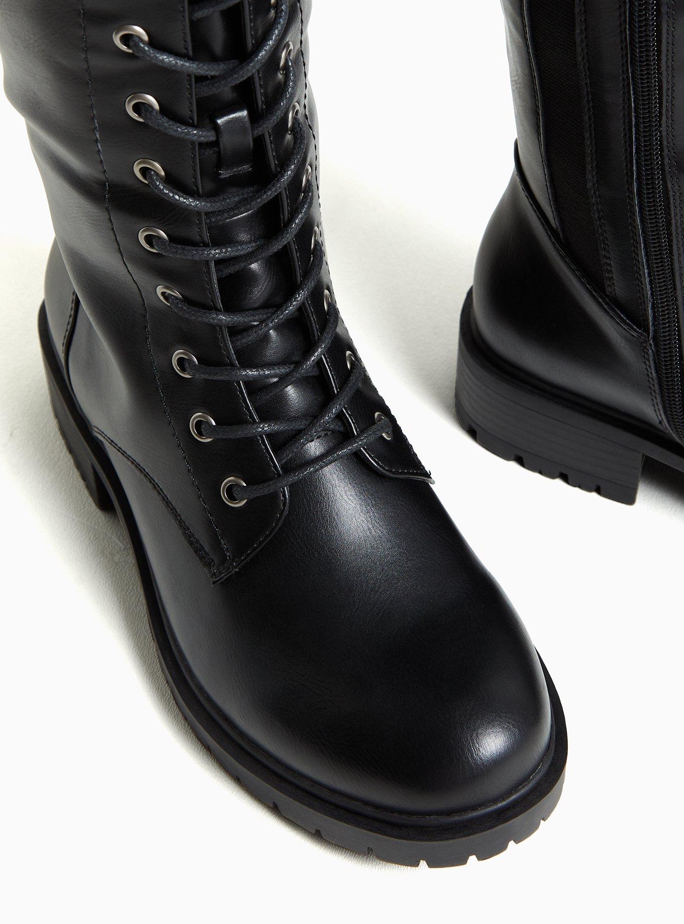 Knee high hotsell black combat boots