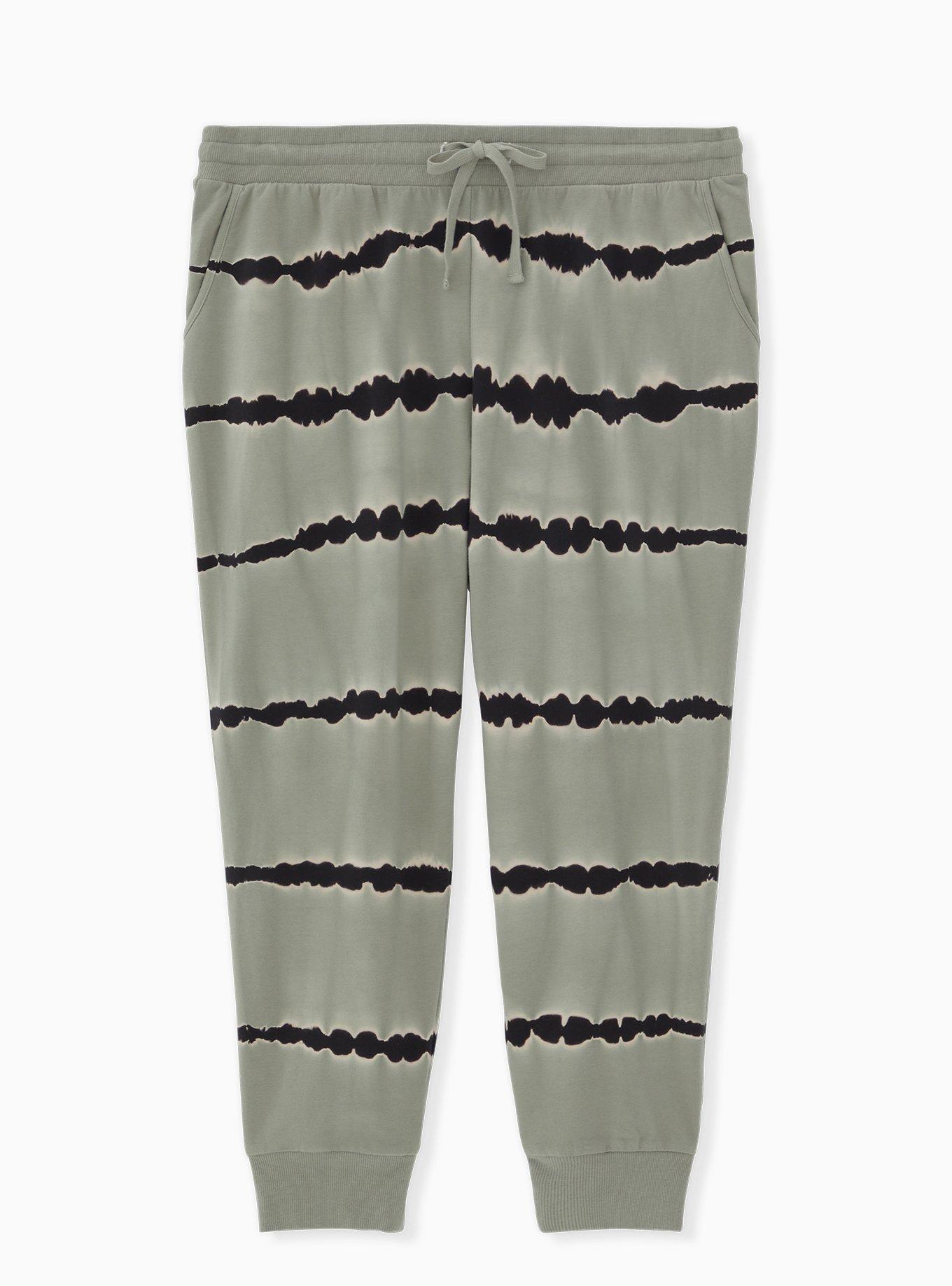 Classic Fit Active Crop Jogger - Terry Stripe Tie-Dye Sage Green, , hi-res