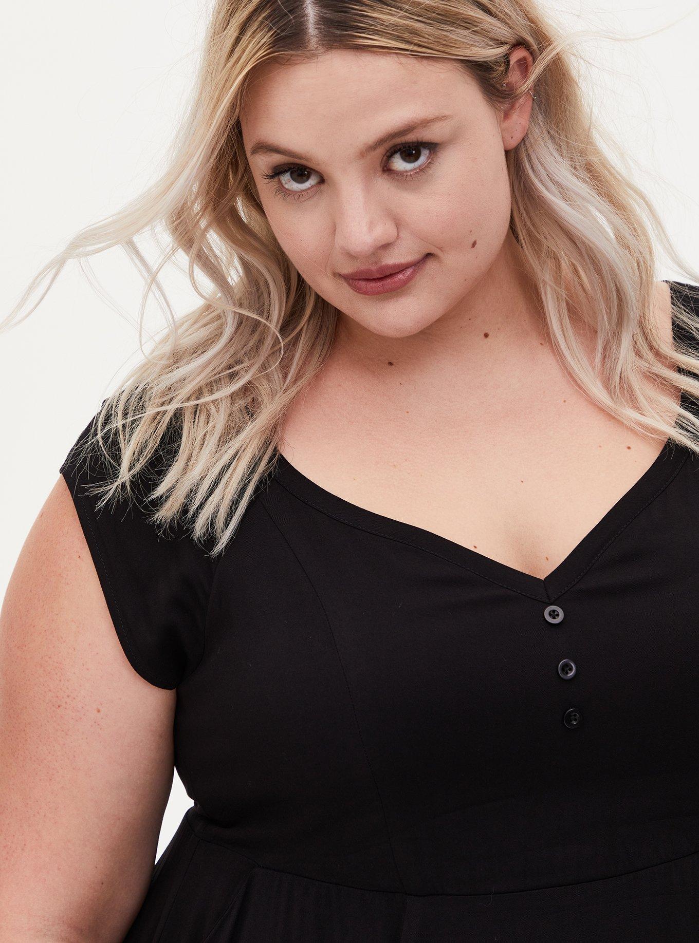 Mini Off-Shoulder Skater Dress, DEEP BLACK, alternate