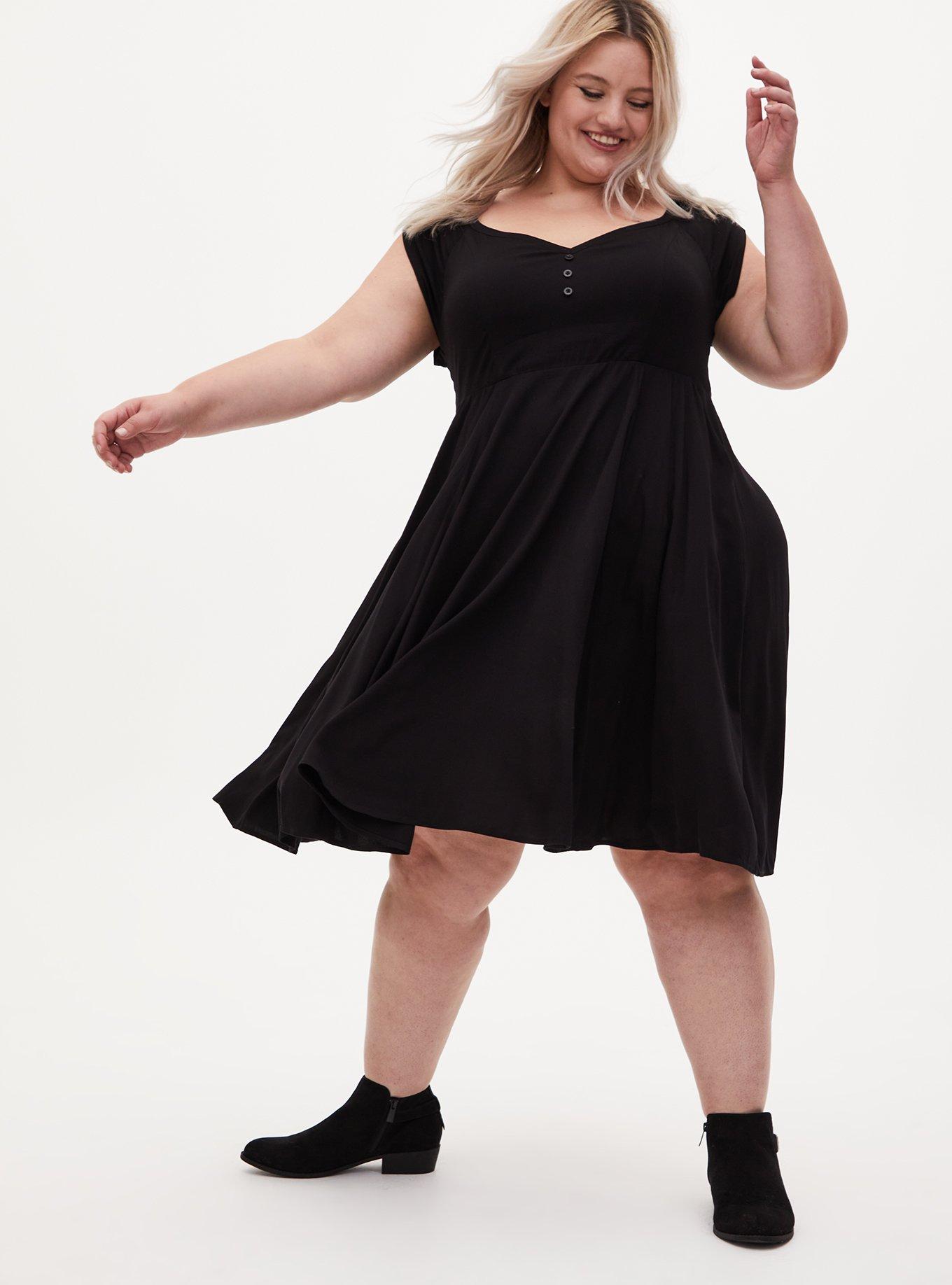 Mini Off-Shoulder Skater Dress, DEEP BLACK, alternate