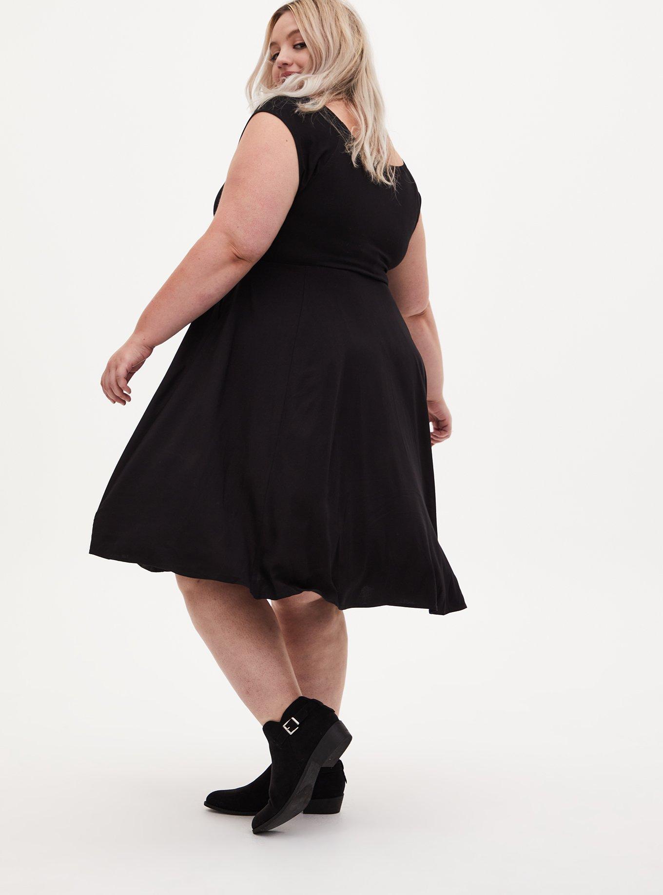 Mini Off-Shoulder Skater Dress, DEEP BLACK, alternate