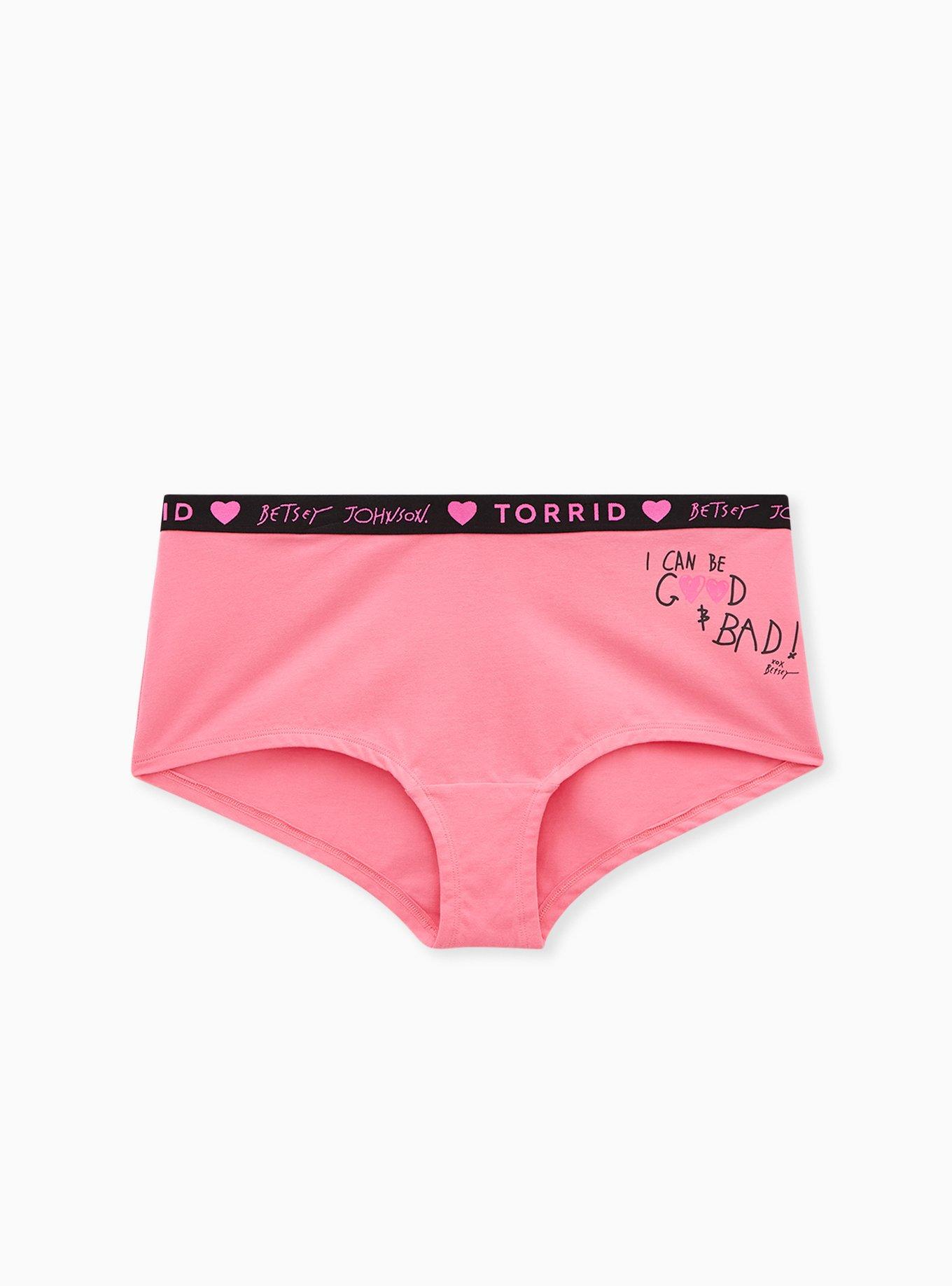 Plus Size - Betsey Johnson Logo Pink Good & Bad Cotton Boyshort Panty ...