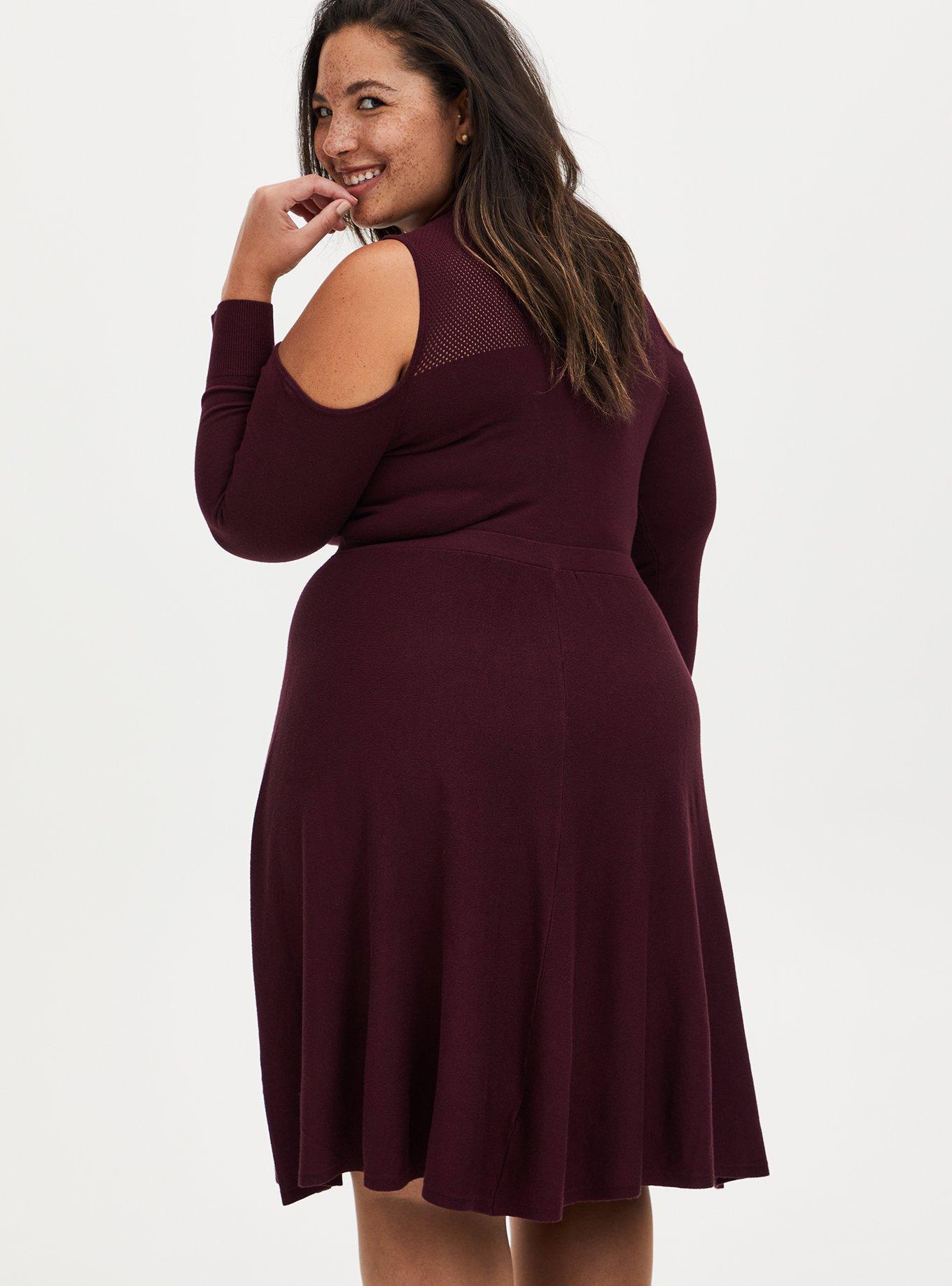 Burgundy sweater dress store plus size