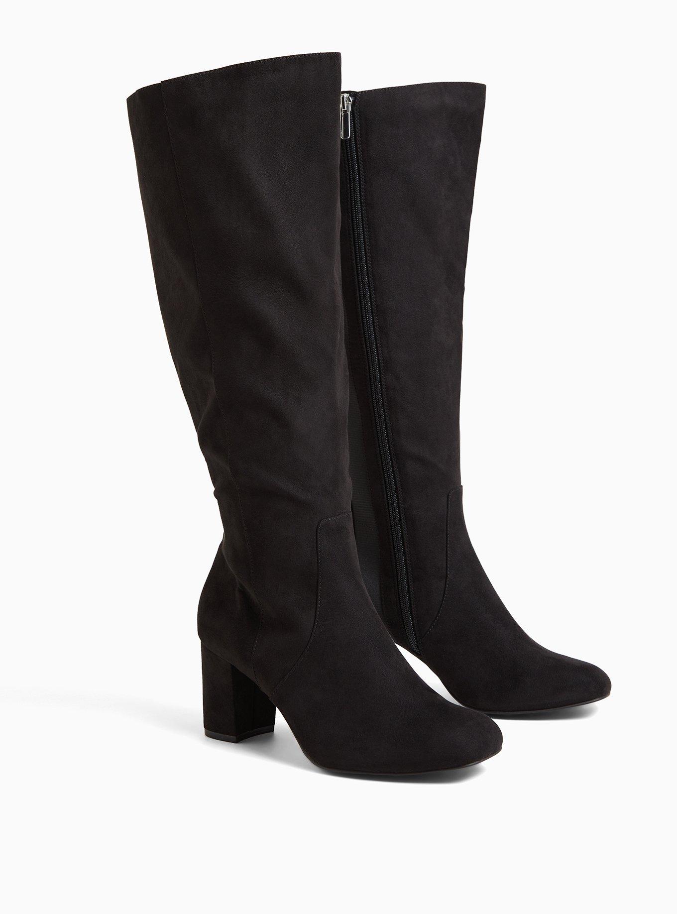 Square Toe Block Heel Knee-High Boot (WW), BLACK, alternate