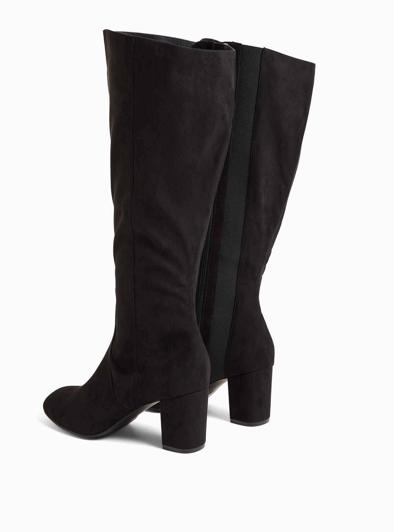 Square Toe Block Heel Knee-High Boot (WW), BLACK, alternate