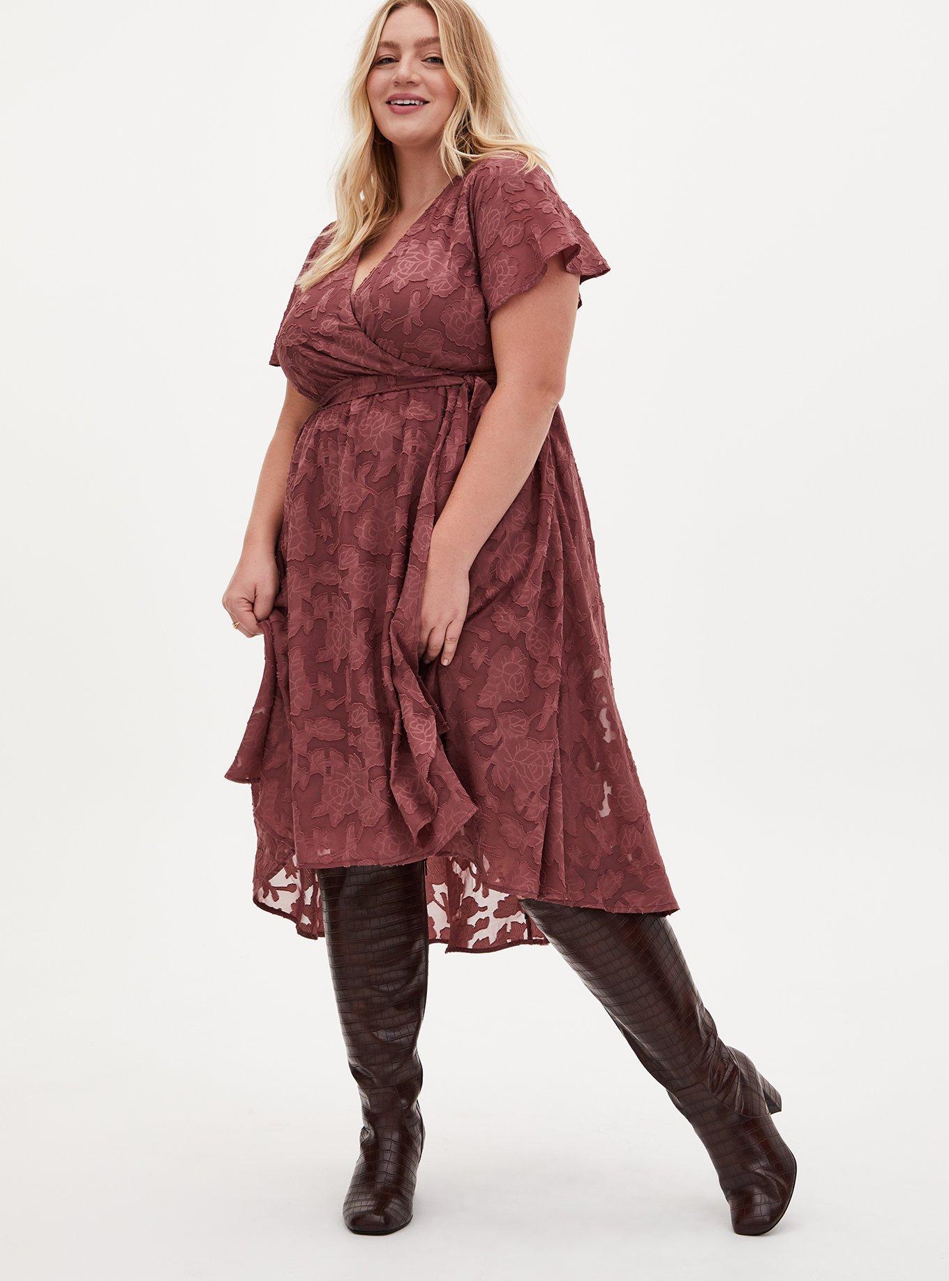 Square Toe Block Heel Knee-High Boot (WW), BROWN, alternate