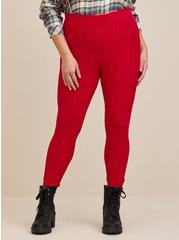 Plus Size Full Length Signature Waist Cable Knit Legging, RED, alternate