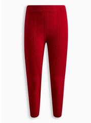 Plus Size Full Length Signature Waist Cable Knit Legging, RED, hi-res
