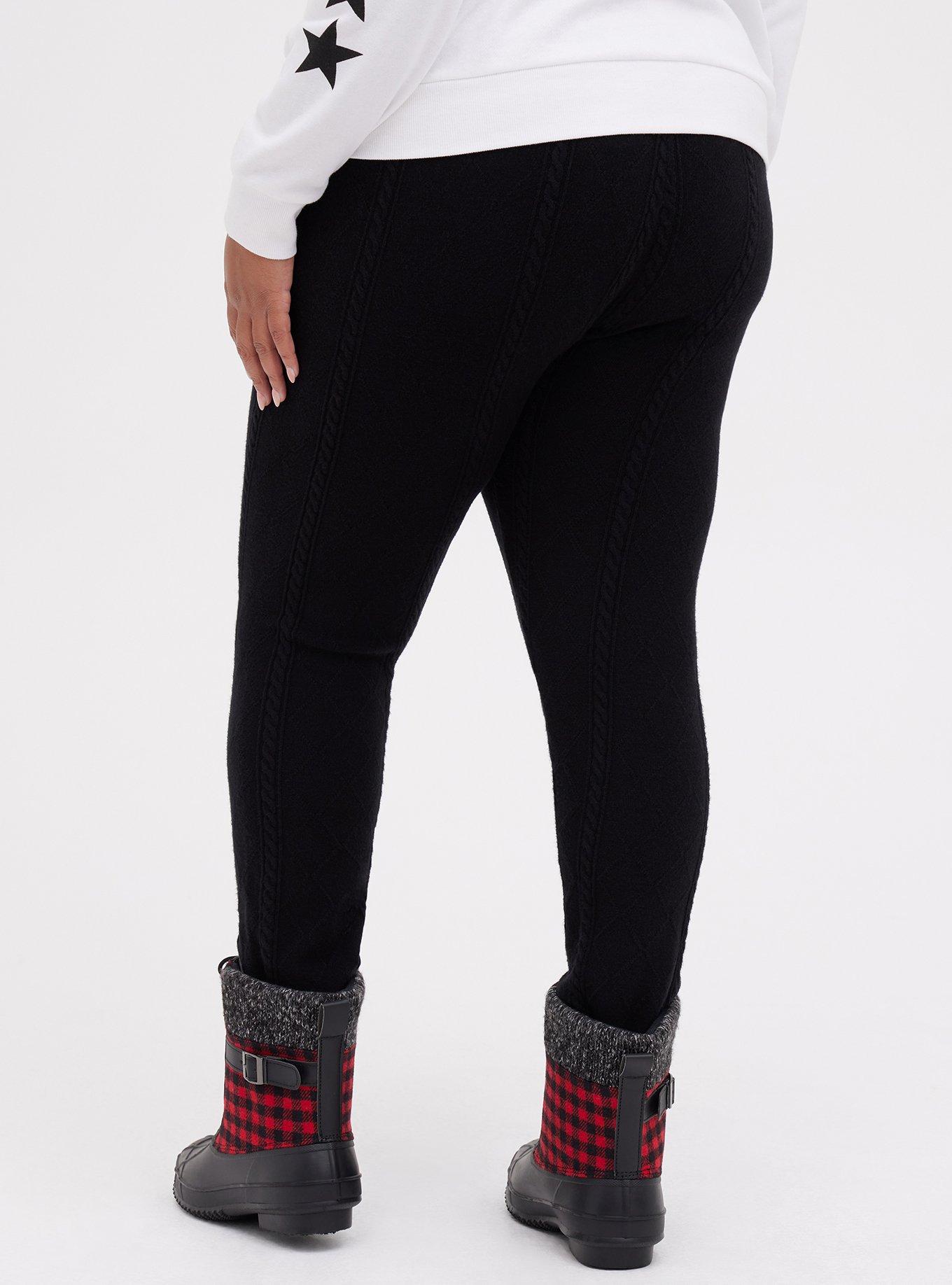 Faux Fur Insert Cable Knit Top And Snowflake Print Leggings Plus Size Outfit  [57% OFF]